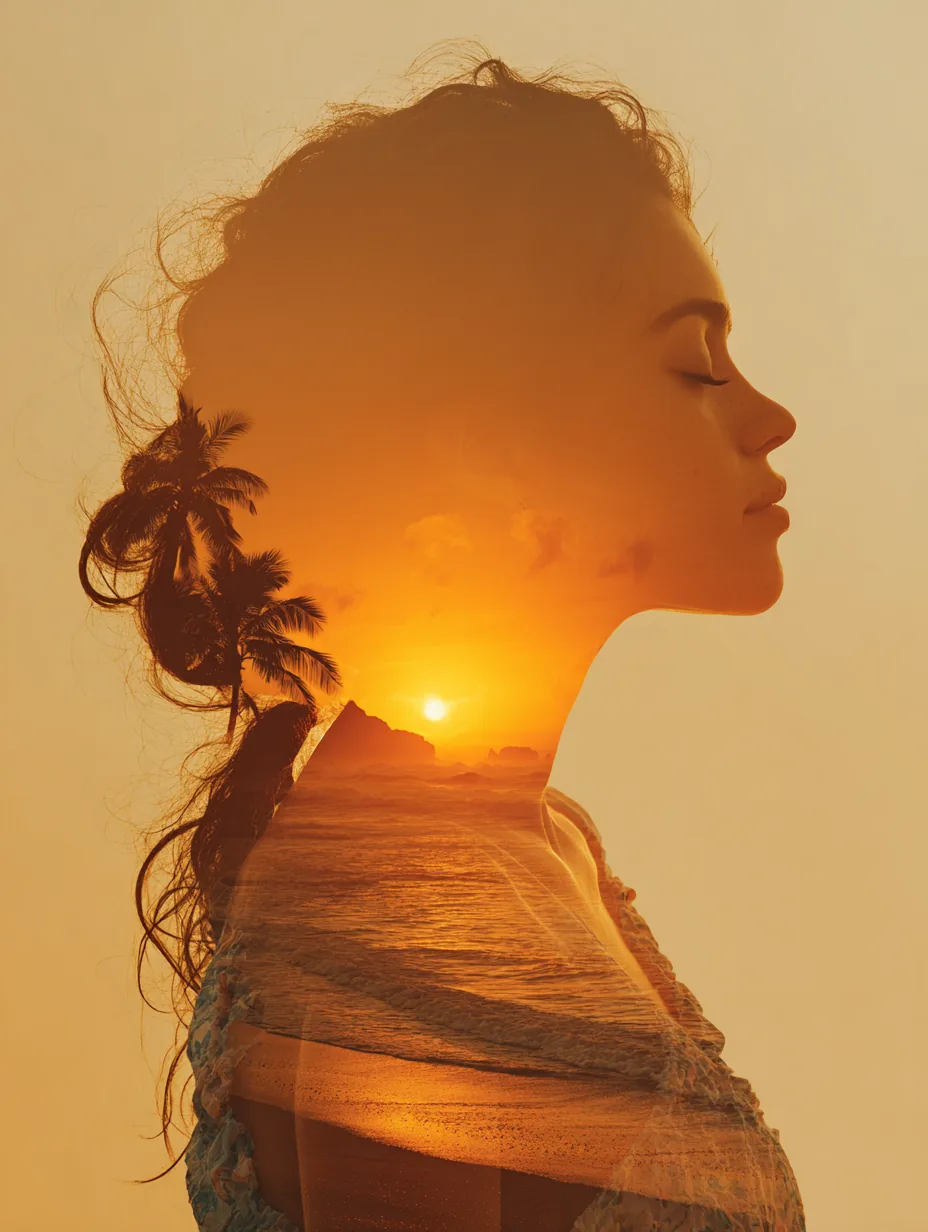 Warm golden profile portrait with sunset tones