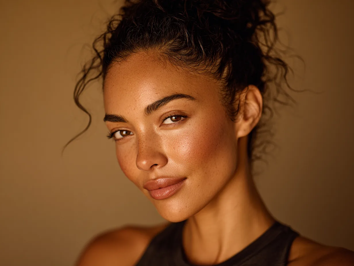 Confident woman with healthy luminous skin