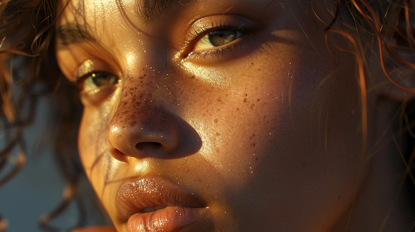 Golden sunlit skin portrait
